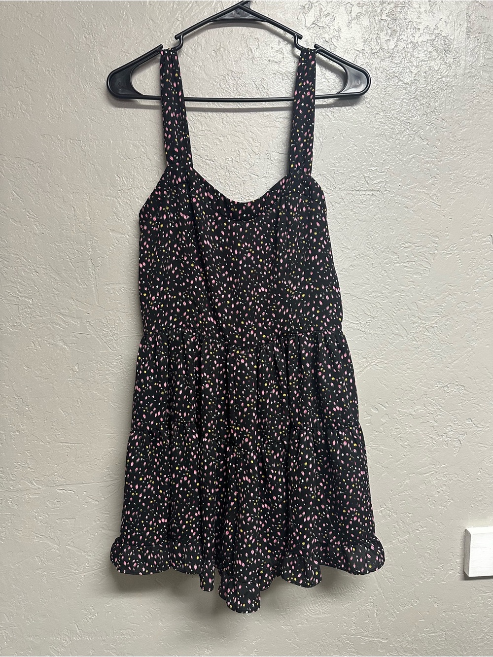 Harper Wren Black romper/dress with Pink and Yellow Print size medium